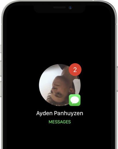 An iPhone with ShortLook displaying two incoming messages from Ayden.