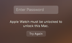 The macOS login screen showing a failed unlock, except now with a button to quickly try again.}
